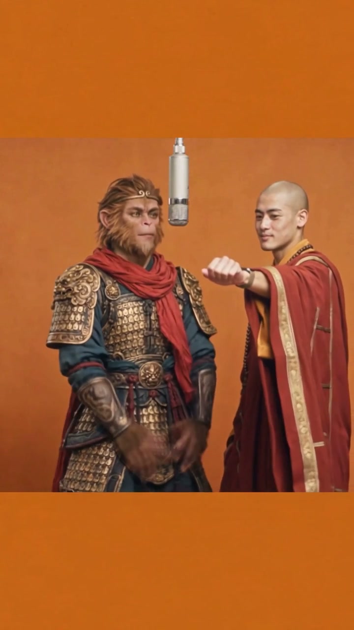 720P example · Golden-furred warrior and robed monk